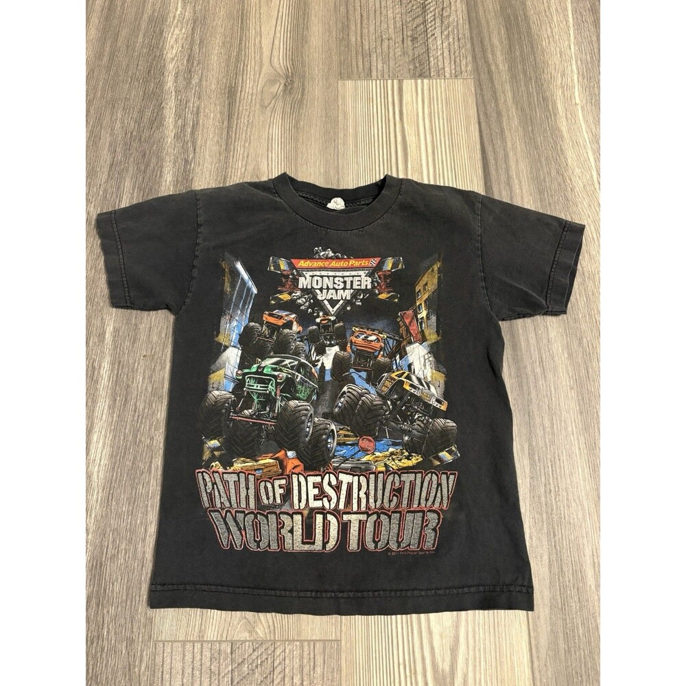 2011 Monster Jam Path Of Destruction World Tour Tshirt Kids Sz Small